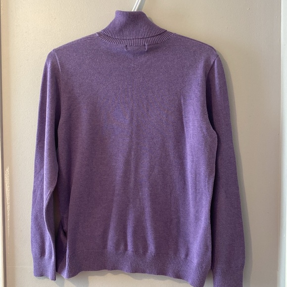 Lands’ End Purple Cotton Blend Turtleneck Women’s Size Medium Fall Office Casual - Picture 6 of 7